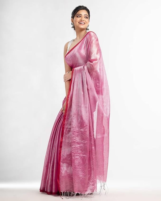 Handloom Pure Tissue Linen Saree