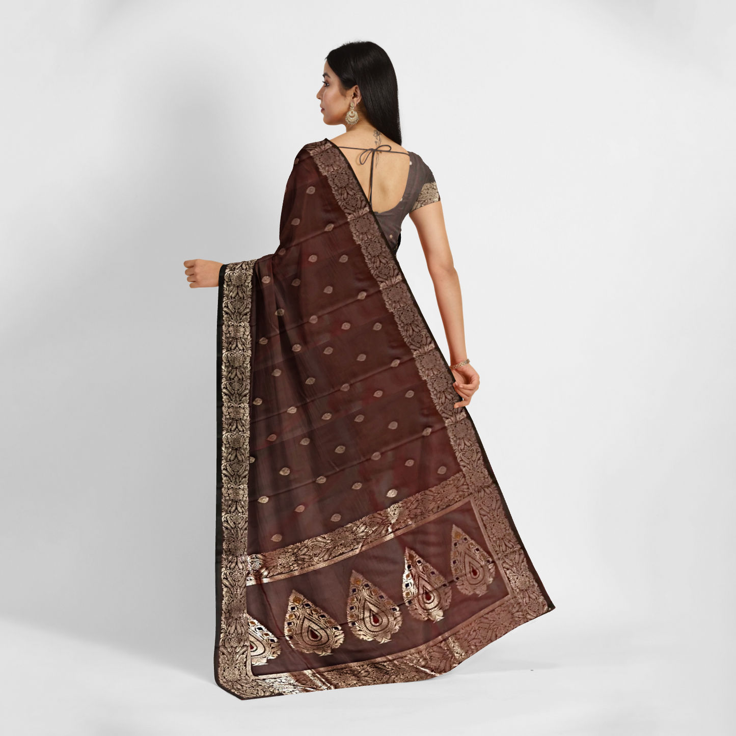 Kanjivaram Silk Dual Tone with Traditional Border Soft Silk Body Butta