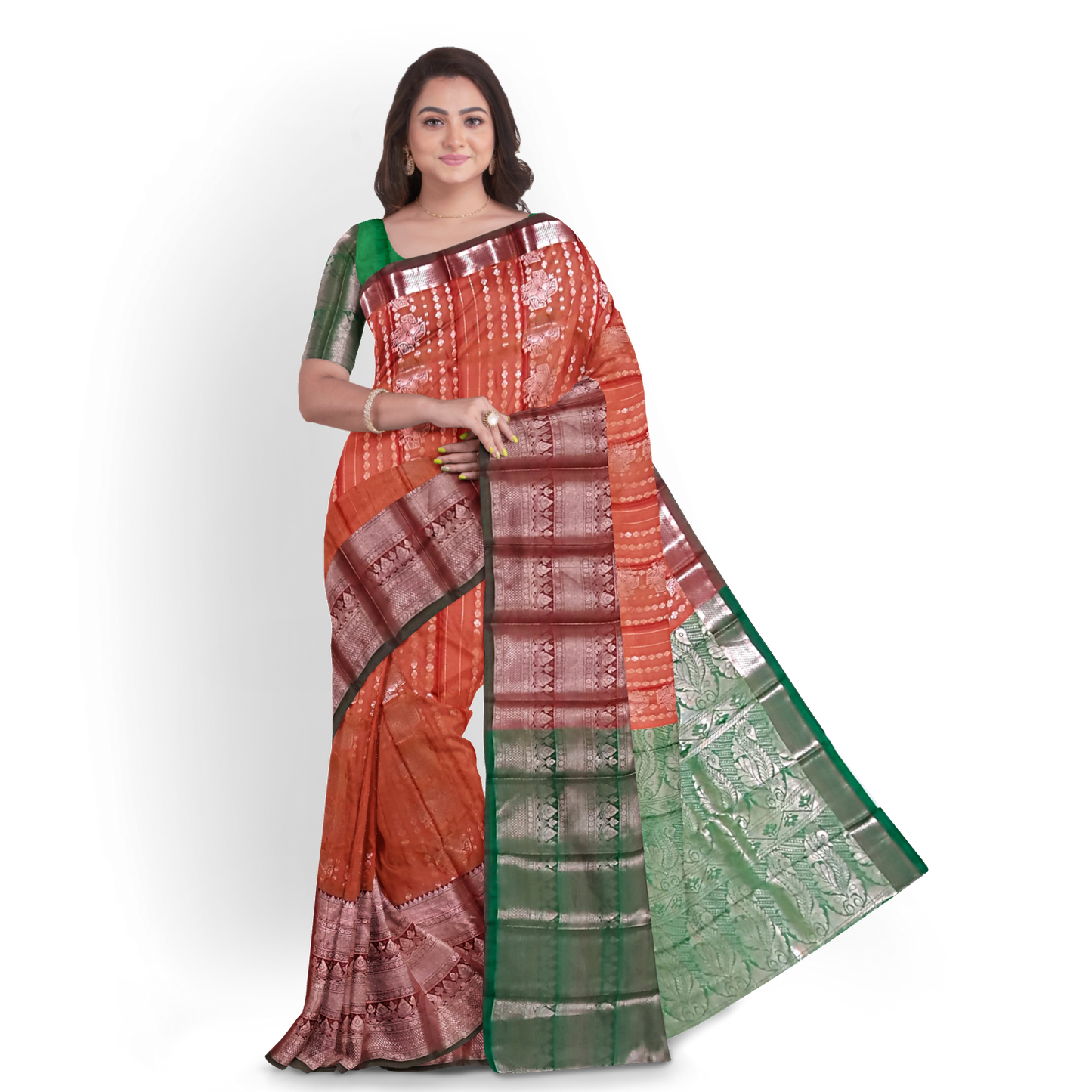 Art Silk with Traditional Border, Zari Work