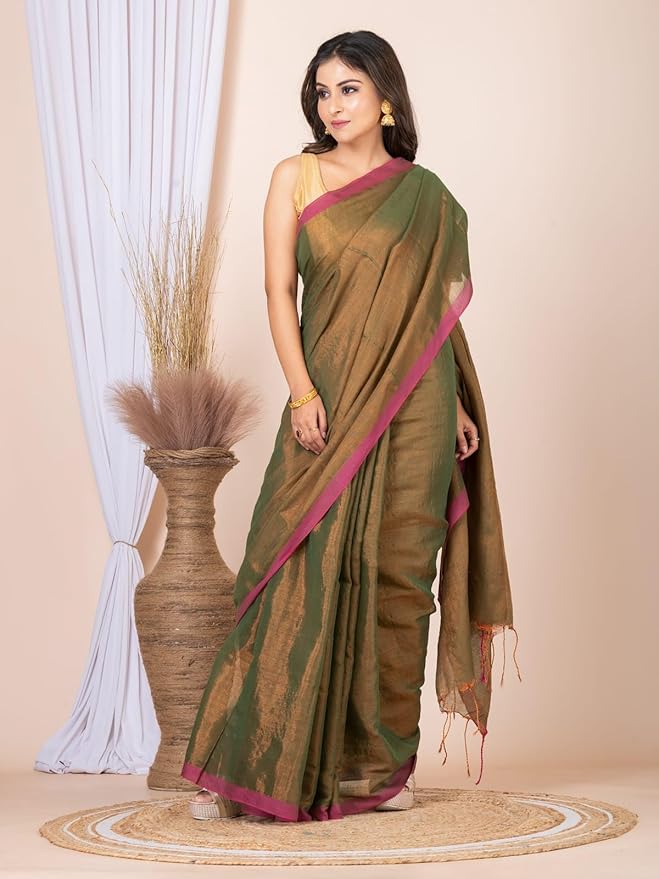 Handloom Pure Tissue Linen Saree