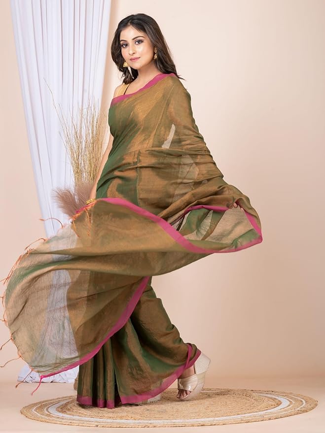 Handloom Pure Tissue Linen Saree